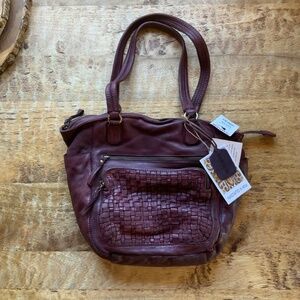 Handcrafted in India Burgundy Leather Handbag Shoulder Purse